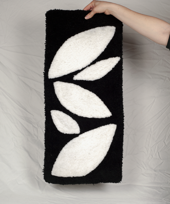 Graphic leafs minimal tufting tuft tufted black white design textile